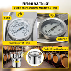 SucceBuy 3Gal 5Gal 9.6Gal Moonshine Still Alcohol Apparatus DomesticWater Distiller BeerDispenser Making Machine for Wine Brandy