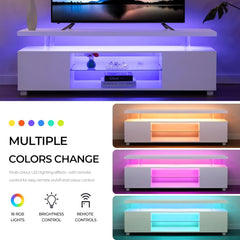 LED TV Stand White TV Stands for Living Room Modern TV Stand with Storage for 65/70/75 inche TVs Entertainment Center for Living