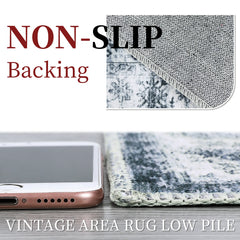Washable Rug 8x10 Area Rugs Living Room Vintage Large Rug Distressed Retro Rug Neutral Farmhouse Rug Thin Large Rug Indoor Floor