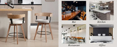 Bar Stools Set of 3 26" Counter Height Bar Stool with Footrest - Modern Wood Barstools with Linen Upholstered Seat, Bar Stools
