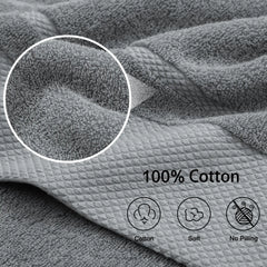 Bath Towel Set 27 x 54 Soft 100% Combed Cotton 600 GSM Luxury Towels 4 Gray