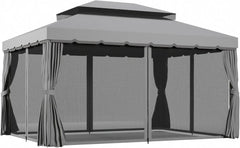 10 'x 13' terrace pavilion, outdoor pavilion sunshade with mesh and curtains, suitable for gardens