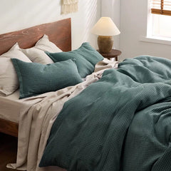 Cotton Duvet Cover King - 100% Cotton Waffle Weave Coconut White Duvet Cover King Size, GentleSoft™ and Breathable Bedding Set
