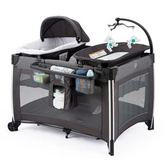 NEW ! 4 in 1 Portable Baby Crib Deluxe Nursery Center, Foldable Travel Playard with Bassinet, Mattress, Changing Table