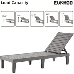Outdoor Chaise Lounge Set of 2, Adjustable Pool Lounge Chair with 5 Positions Backrest, Waterproof Sun Loungers for Garden Pool