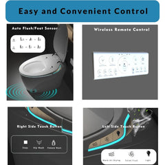 12“ One Piece Elongated Smart Toilet with Egg-Shaped,Foot Sensor,Night Light,Auto Flush Open & Close Seat,Build-in Bidet Seat,