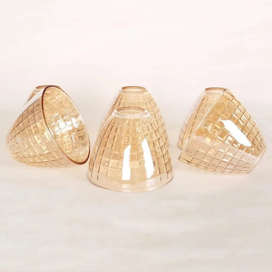 Amber Glass Lamp Shades Replacement for Lighting Fixtures, Lattice Glass Covers for Island Pendant Light Chandeliers,