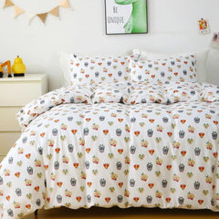 Twin Duvet Cover Kids 100% Cotton Butterfly White for Cute Bedding Set 3Pcs Ultra Soft Breathable Patterned Cartoon Comforter