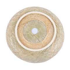Asian Rustic Bamboo Flush Mount Ceiling Light 3-Lamp Antique Rattan Ceiling Light Weaving Lantern Lighting Fixture