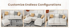 Sectional Sofa Couches for Living Room - 78'' Beige 3 Seat L-Shaped Couch , Modern Linen Convertible Sectionals Sofas