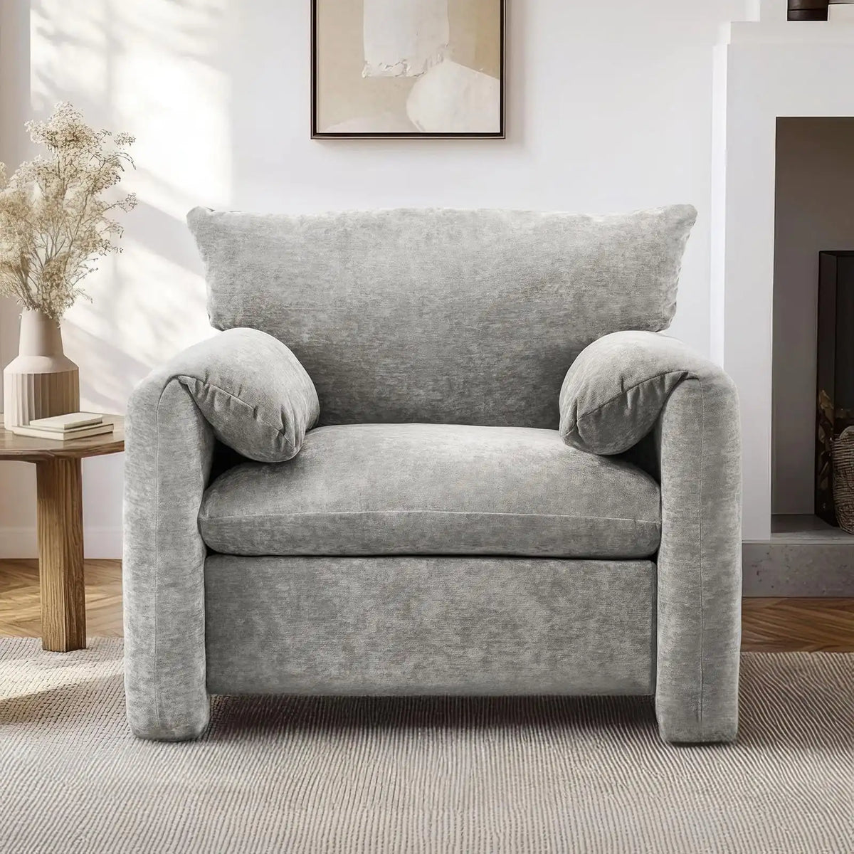 Accent Chairs for Living Room, Modern Upholstered Sofa Chair Comfy Chenille Armchair with Thick Cushion, Single Sofa/Side Chair
