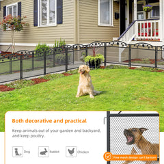 5 Panel Decorative Garden Entry Path Fence Black Metal Garden Dog Animal Barrier Border Outdoor