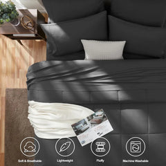 CozyLux Dark Grey California King Size Comforter Set 7 Pieces Cal King Bed in a Bag Dark Gray Bedding Sets Cali King with All Se