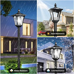 64 Inch Solar Lamp Post Light with Planter High Lumen Street Lights Waterproof IP45 Outdoor Solar Post Light Courtyard Garden
