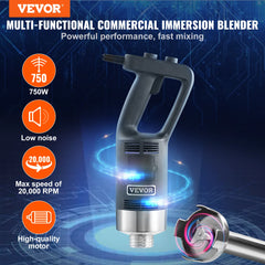 SucceBuy Commercial Immersion Blender 750W 16" Heavy Duty Hand Mixer Multi-Purpose Portable Mixer for Smoothie Puree Baby Food