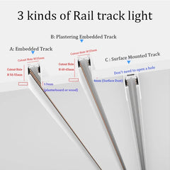 Dimmalbe LED track Light Full Set 360° Adjustable COB Embedded Track lighting For Clothing Shop Kitchen Rail Lighting