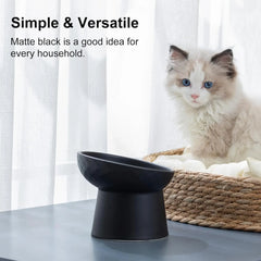Black heightened cat bowl, tilted cat food bowl, no pressure, anti-vomiting, ceramic water bowl