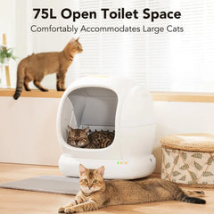 Smart Automatic Self-Cleaning Cat Litter Box, APP Control/Integrated Safety Protection, White