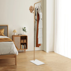L-shape Freestanding Coat Rack Wear-Resistant Large Capacity Clothes Hanger with Sturdy Base for Hallways/Living Rooms