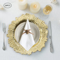 24-Pack Western Style Snowflake Plates, Plastic Gold/Silver, Durable & Elegant for Dining