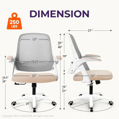 Office Desk Computer Gaming Chair with Ergonomic Lumbar Back Support Flip-up Padded Armrest Adjustable Height and Wheels