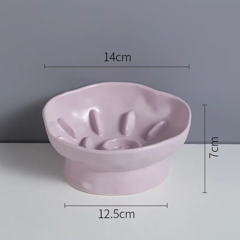 Food Bowl Ceramic Elevated Cats Small Dogs Slow Feed Bowls Anti-choking Pet Eating Feeders Anti-gulping Puppy Supplies