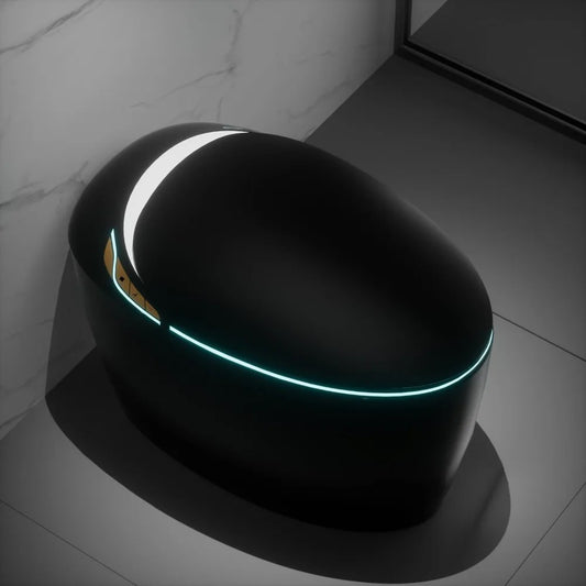 12“ One Piece Elongated Smart Toilet with Egg-Shaped,Foot Sensor,Night Light,Auto Flush Open & Close Seat,Build-in Bidet Seat,
