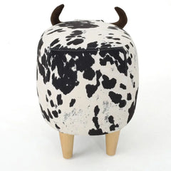 Velvet Cow-Shaped Ottoman – Cute Footstool with Cushioned Seat for Playroom & Porch