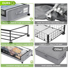 Under Bed Storage with Wheels,  Under Bed Storage Containers, Under The Bed Storage Organizer with Clear Lids - Rolling Drawers