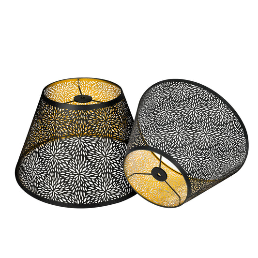 2pc 7×13×7.8" etched chrysanthemum style metal lampshade, suitable for table lamp, floor lamp, black gold