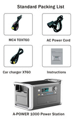 1024Wh 1600W Portable Power Station Camping LiFePo4 Battery 120V Solar Generator Storage Energy Backup PowerBank Camping Fish