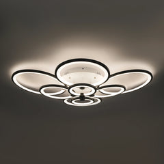 Modern LED Ceiling Light Fixture with Remote Control, Clear Acrylic Shade, Semi Flush Mount Ceiling Light Chandelier 8 Head