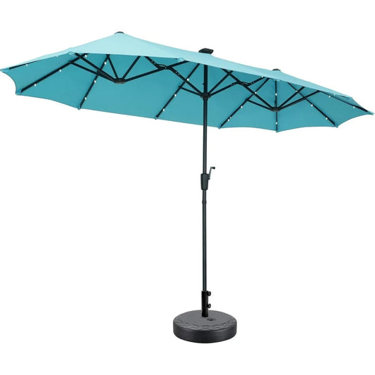 13Ft Large Patio Umbrella With Base Outdoor Double-Sided Market Extra Large Table Umbrella Outdoor Patio Easy Crank for Yard