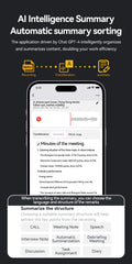 AI Powerd ChatGPT-4 App Phone Call Mini Audio Voice Recorder Espia Transcribe Summarize 58Language Translator Audio Dictaphone