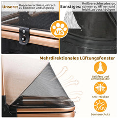 Dog Buggy 2 in 1 Stroller Dog Box Transport Foldable Cat Stroller, 360° Wear-resistant Rubber Wheels, with Storage Basket, 40kg