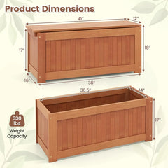 Outdoor Bench  Wood Raised Garden Bed with Open Base, Weather-Resistant Deep Planter Boxes for Flowers Fruit Vegetable