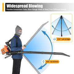 CNCEST 42.7CC Two-Stroke Leaf Blower 7000R/Min W/ Stainless Steel Buckles For Snow Removal & Sweeping Fallen Leaves