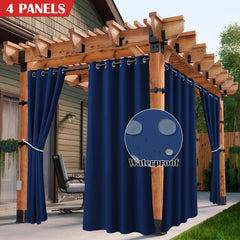 2/4PCS Waterproof Outdoor Curtains, UV Protection, Thermal Insulation, Sun Blocking, Grommet Top for Porch, Pergola, Cabana