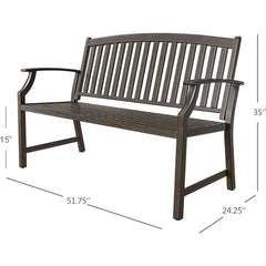 patio Farmhouse Outdoor Bench, Garden Benches with Anti-Rust Aluminum Powder Coated Frame, Faux Wood Grain Finish Frame