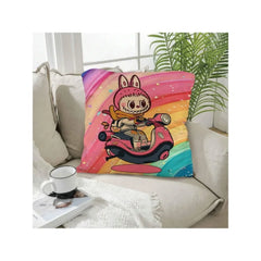 Funny Labubu Throw Pillow Cover, The Monsters Decorative Square Pillowcase Throw Cushion Case for Bedroom,Living Room,18x18 Inch