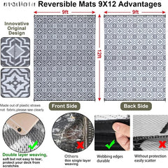 Outdoor Rug,Outdoor Plastic Straw Rug,Outdoor Rugs 9x12 for Patios Clearance Waterproof Patio Rug, Camping Rugs for Outside