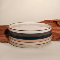 Mora Ceramic Flat Dinner Plates Set of 6, 10.5 in High Edge Dish Set - Microwave, Oven, and Dishwasher Safe, Scratch Resistant