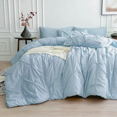 Maple&Stone California King Comforter Set, 7 Pieces Cal King Bed Set, Pinch Pleat Bed in a Bag Bedding Set with Comforter, Sheet
