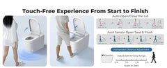 Smart Toilet with Built-in Tank & Bidet,4-Second Quiet Flush, Dual User Memory, Auto Open/Close, Foot Sensor Flush,Self-Cleaning
