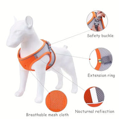 Vest Walking Traction Rope Cat Harness with Reflective Strip Dog Collar Breathable Mesh Harness for Small Medium Pet Cat Dog