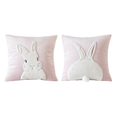 2Pcs Easter Rabbits Throw Pillow Cover 45x45cm Bunny Soft Cushion Case Plush Rabbit Embroidered Pillowcase for Sofa Home Decorat