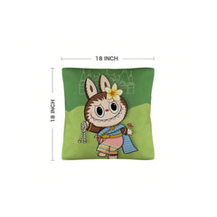 Funny Labubu Throw Pillow Cover, The Monsters Decorative Square Pillowcase Throw Cushion Case for Bedroom,Living Room,18x18 Inch