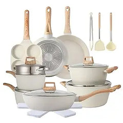 16PCS Pots and Pans Set Non Stick Cookware Set Nonstick with Cooking Set (white, 16pieces)