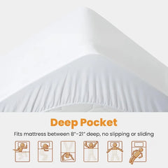 Queen Size Mattress Pad - Cooling Breathable Mattress Topper, Quilted Fitted Protector, Pillow Top Mattress