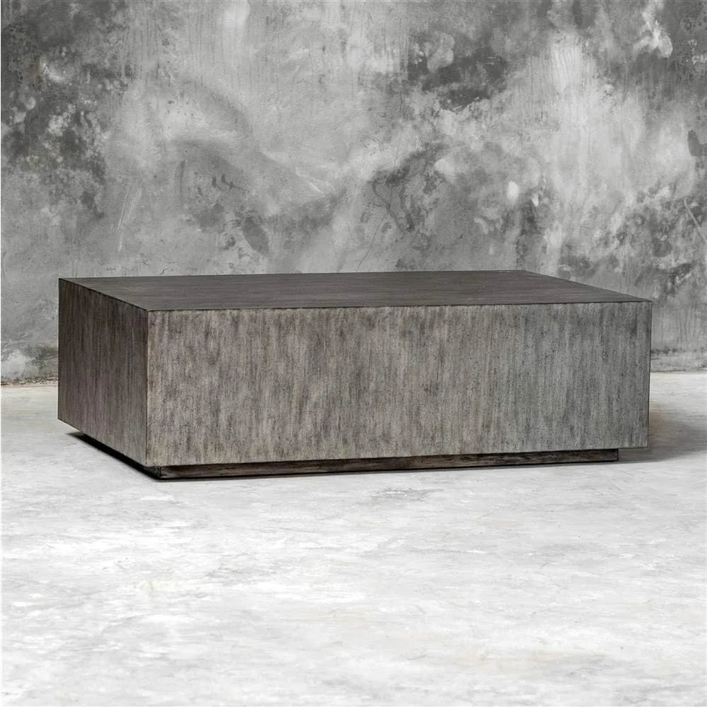 52" Modern Coffee Table – Contemporary Wooden Centerpiece with Warm Metallic Gray Finish